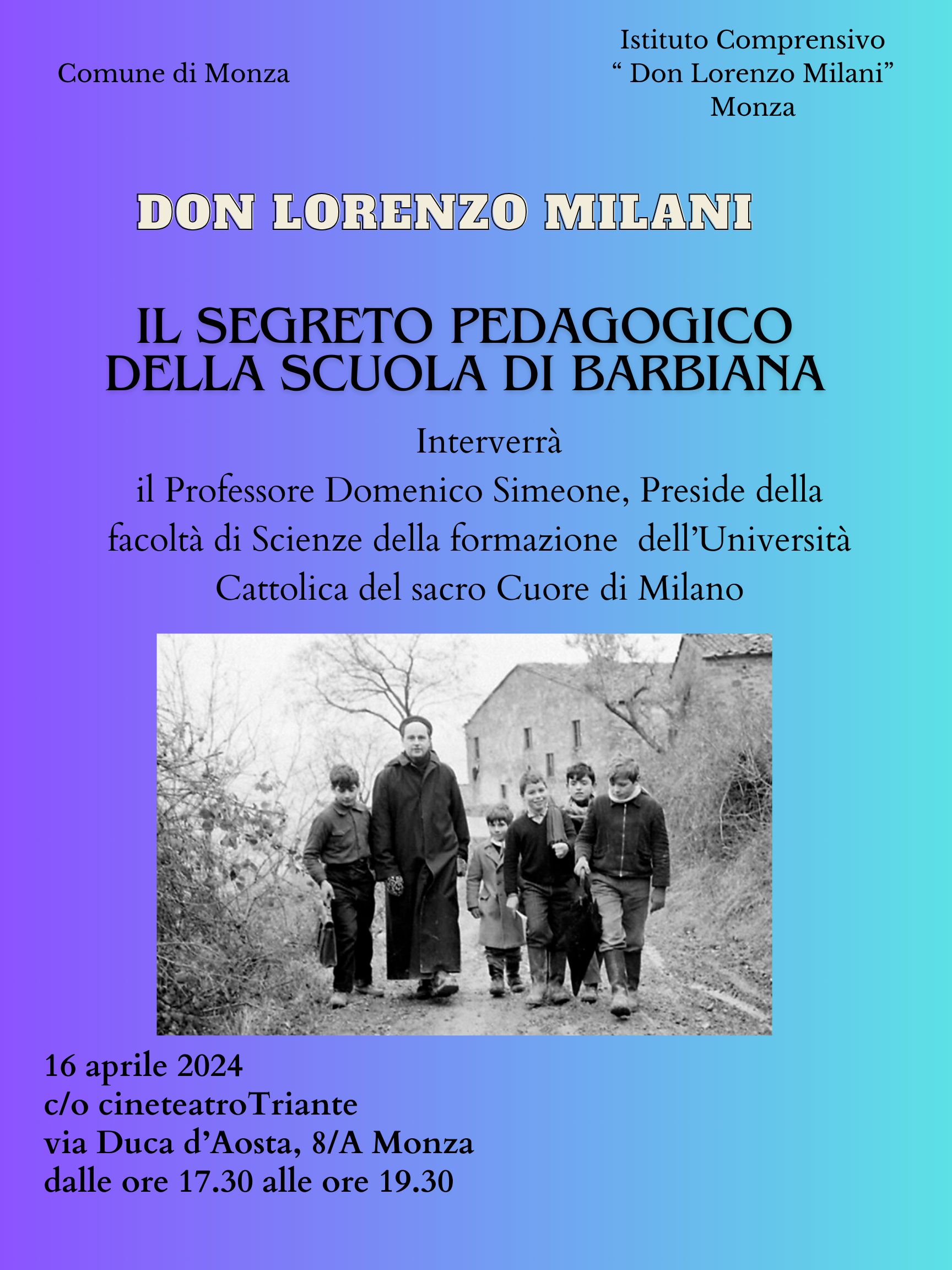  “Lectio magistralis” del Professor Domenico Simeone sulla figura di Don Lorenzo Milani